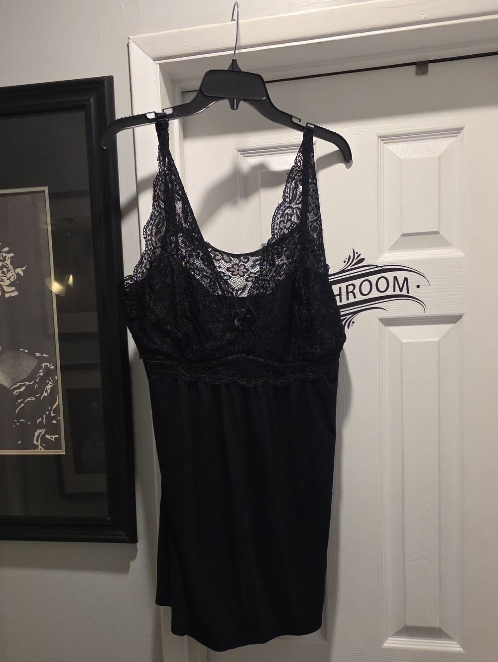 Lace-Trim Black Chemise Top-Women's Intimates